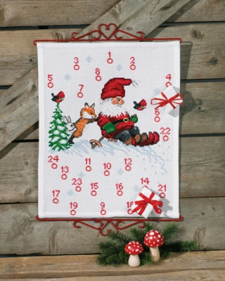 Stickset Weihnachtswichtel auf Skiern B5125/40 40 x 50 cm