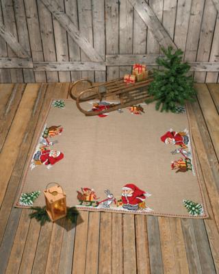 Stickpackung Weihnachtsmann mit Tieren 170 x 170 cm