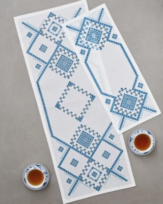 Stickset Hardanger blau 27 x 69 cm