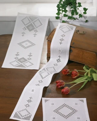 Stickerei-Kit Hardanger weiß 29 x 81 cm