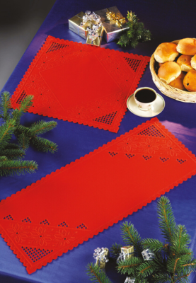 Stickset Läufer, roter Hardanger 28 x 67 cm