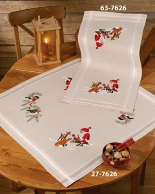 Stickset Weihnachtsmann mit Waldtieren 40 x 80 cm