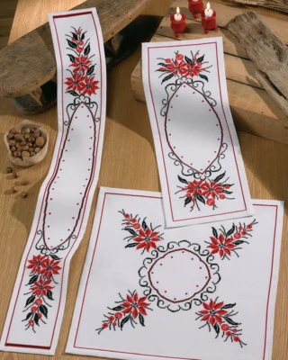 Stickpackung Rote Weihnachtssterne 26 x 67 cm