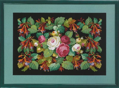 Stickpackung Rosen/Fuchsie 52x35 cm