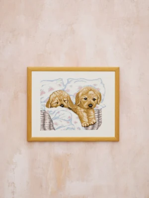 Stickset Welpen im Korb R5677 43 x 34 cm