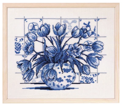 Stickpackung Indigo-Tulpen 39 x 46 cm