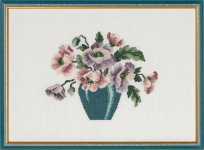Stickpackung Vase mit Anemonen 38 x 27 cm
