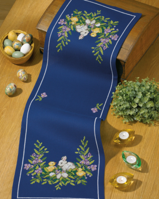 Stickset Osterläufer m/ Hase 35 x 108 cm