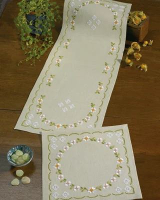 Stickset Weiße Blumen 36 x 93 cm