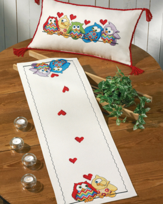 Stickset Eulen in Reihe 32x94 cm