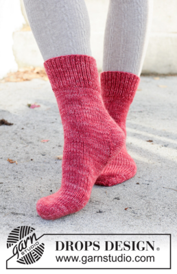 261-66 Garnet Glow Socks by DROPS Design