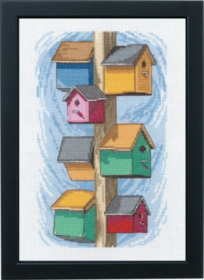Stickset Vogelhäuser Pfosten 29 x 20 cm