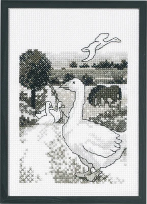 Stickset Gänse auf der Wiese 20 x 29 cm