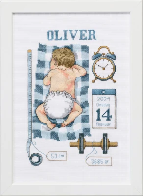 Stickerei-Set Tauf-Erinnerung Oliver 21 x 30 cm