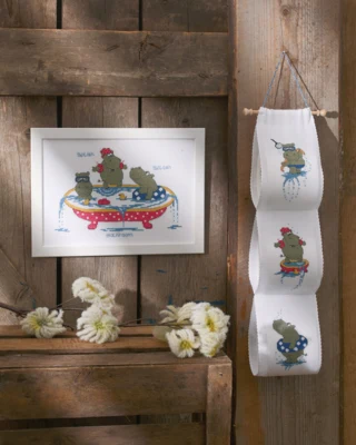 Stickpackung Nilpferd im Pool 29 x 20 cm