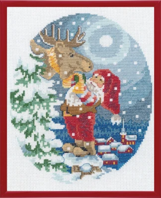 Stickpackung Wichtel mit Elch R5798 20 x 25 cm