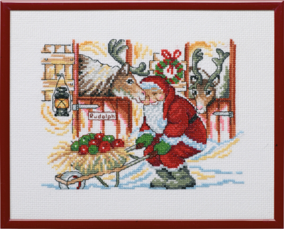 Stickerei-Kit Weihnachtsmann & Äpfel R5798 25 x 20 cm