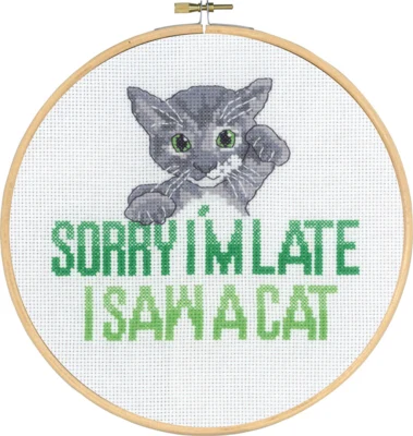 Stickset Sorry I´m late Katze 5810/20 20 Ø