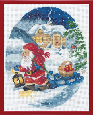 Stickpackung Weihnachtswichtel zieht Schlitten R5798 20 x 25 cm