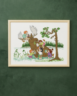 Stickset Elch Waschung 40 x 30 cm