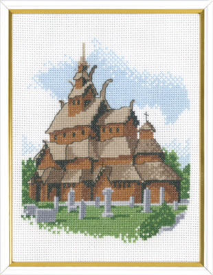 Stickerei-Kit Stabkirche R5611 17 x 22 cm