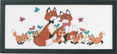 Stickerei-Set Fuchsfamilie 36 x 15 cm