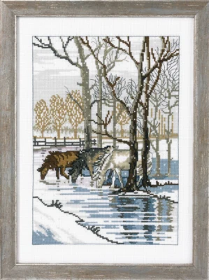 Stickset 3 Pferde am Bach 35 x 25 cm R5797