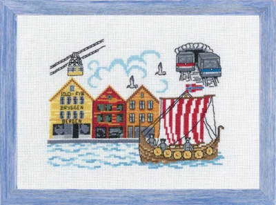 Stickset Bryggen Bergen R5386 28 x 20 cm