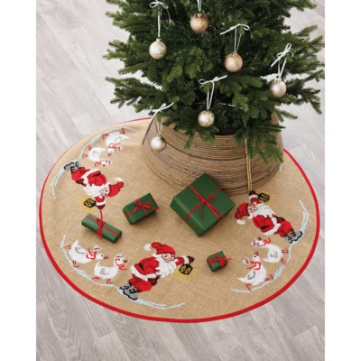 Weihnachtsmann und Gänse Ø125 cm