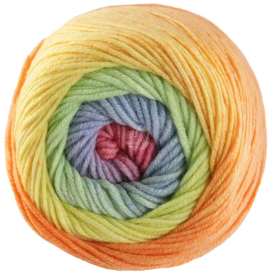 Lana Grossa Cool Wool Big Color 4036 Graugrün/Grüngelb/Orange/Flieder/Hellgrau