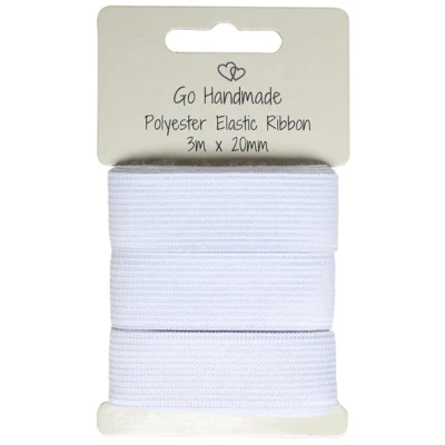 Go Handmade Elastikband: 3 m x 20 mm, Weiß