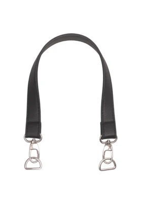Go Handmade Taschengriff mit Karabinerhaken und D-Ring Schwarz/Silber
