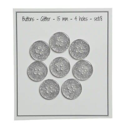 Go Handmade Glitzerknöpfe Silber