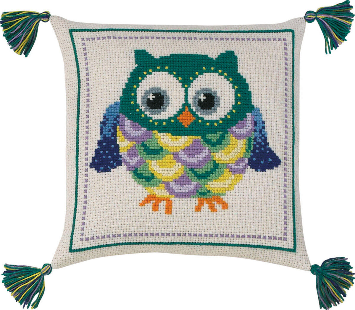 Kinderkissen Eule 30x30cm - Stickset für Kinder